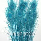 100 Peacock Eye feathers TURQUOISE BLUE 30-35" Bleached & dyed