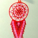Beaded Dreamcatcher Christmas or Car Ornament Handmade 2.5x6.5" D16