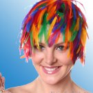 Wig Rainbow Rooster Hackle Feathers Halloween Costume Punk