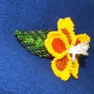 Columbine Flower Hand Beaded Barrettes 4" L French Clip Closure #09