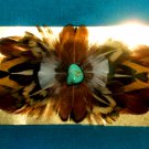 Feathered Barrette Pheasant Feathers & Real Turquoise FREE SHIPPING MFB15