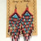 Beaded Earrings 3" Length Pearl Pink Silver Blue Purple Beadwork Regalia SD99