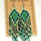 Beaded Earrings 3" Length in Greens Beadwork Regalia SD100 Beaded Earrings 3" Length in Greens Beadwork Regalia SD100