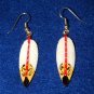 Hand Carved & Painted Bone Feather Silver Bead Necklace and Earring set #red