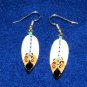 Handmade Carved & Painted Bone Feather Silver Necklace and Earring set #Blue
