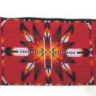 Beaded Tote Bag Native American design Fabric Lined Zips close 7x3.5" RED Beaded Tote Bag Native American design Fabric Lined Zips close 7x3.5" RED