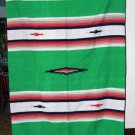 Large 5x7' Mexican Blanket Throw Diamond Center BRIGHT GREEN Heavyweight & Durable