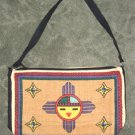 Purse Handbag Golden SUNFACE Design on Cotton Canvas 13x19" Zips close New