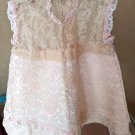 Vintage PINK BROCADE and CREAM LACE SLEEVELESS DOLL DRESS for 22-24" Doll