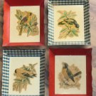 Vintage Six Inch Metal Trays Bird Designs Scalloped Edges Set of Four