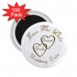 Set of 100 Gold Hearts Save The Date Wedding ROUND MAGNETS 2.25 INCH kjsweddingshop
