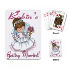 Brunette Hair Bridal Shower favors Deck of Custom Playing Cards kjsweddingshop
