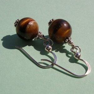 Simple Tiger-Eye on Sterling Silver Earrings - ES151