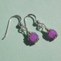 Tiny Fuschia Pink Jade on Sterling Silver Earrings - ES156