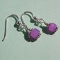 Tiny Fuschia Pink Jade on Sterling Silver Earrings - ES156
