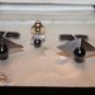 VINTAGE 14 KT WHITE GOLD BLACK PEARL  CUFFLINKS TIE PIN