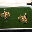 VINTAGE SOLID 14 KT GOLD & JADE CUFFLINKS c.1950 13g.