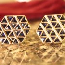 VINTAGE LUCIEN PICCARD 14 KT GOLD & SAPPHIRE CUFFLINKS