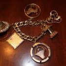 VINTAGE GOLD CHARM BRACELET 6PC 130g GEMS 14K ESTATE