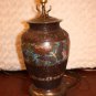 JAPANESE BRONZE CHAMPLEVE ENAMEL VASE MOUNTED LAMP 19c.