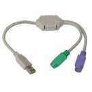 USB to Dual PS/2 Adapter - Perfect for PS/2 Mouse & Keyboard to USB Port (Beige)