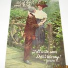 Romance Postcard Man And Lady along Bridge R-7
