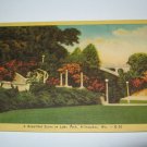 Lake Park,Milwaukee,Wi. bridge and flowers postcard W11