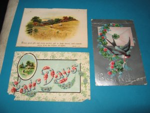 Lot of 3 Vintage Greeting Postcards