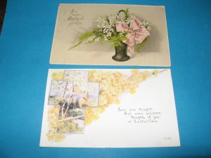 Easter Postcards lot of 2 cross and flowers E30