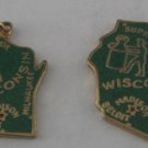 2 green Wisconsin metal charms