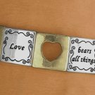 *Love* & cut out heart stretch bracelet matte two tone -W10731B