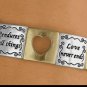 *Love* & cut out heart stretch bracelet matte two tone -W10731B