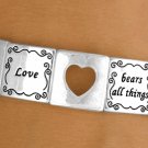 *Love* & cut out heart stretch bracelet POLISHED SILVER tone -W10730B