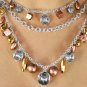 Womens Jewelry Earring & Necklace set 3-tone 3 strand