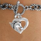 Bracelet Horse Head Heart silver tone toggle bracelet