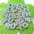 Wholesale lot Slide letters Charms 8mm Rhinestone Silver Alphabet