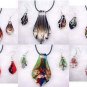 wholesale leaf lampwork glass pendants necklace set Free shipping jewelry sets