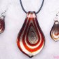 wholesale leaf lampwork glass pendants necklace set Free shipping jewelry sets