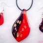 wholesale leaf lampwork glass pendants necklace set Free shipping jewelry sets