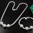 925 Sterling Silver Jewelry Free Shipping Necklace Bracelet Set