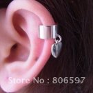 peace sign & heart .925 silver ear cuff earrings 2pc's
