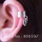 peace sign & heart .925 silver ear cuff earrings 2pc's