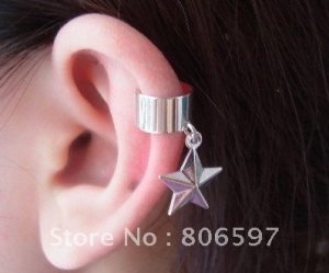 .925 silver ear cuff earrings 2pc's star & heart