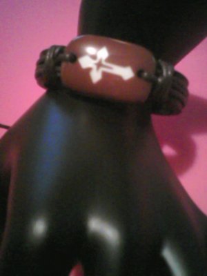Brown CROSS Peace Stone Leather Hemp Cord Wristband Bracelet Free Ship