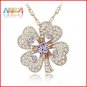 Free shipping 18K rose gold plated Swarovski Crystal Lucky clover Necklace