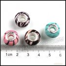 DIY 64 pc Round Resin Loose Charms Beads Black Lines Fit European Bracelet