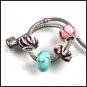 DIY 64 pc Round Resin Loose Charms Beads Black Lines Fit European Bracelet