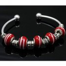 925 sterling silver bead RED w/white swirl