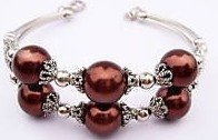 pearl beads Bracelets bangle coffee shell Fashion Free shipping