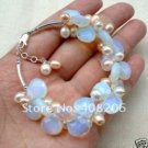 Natural Opal Pearl Bracelet Tibet Silver jewelery